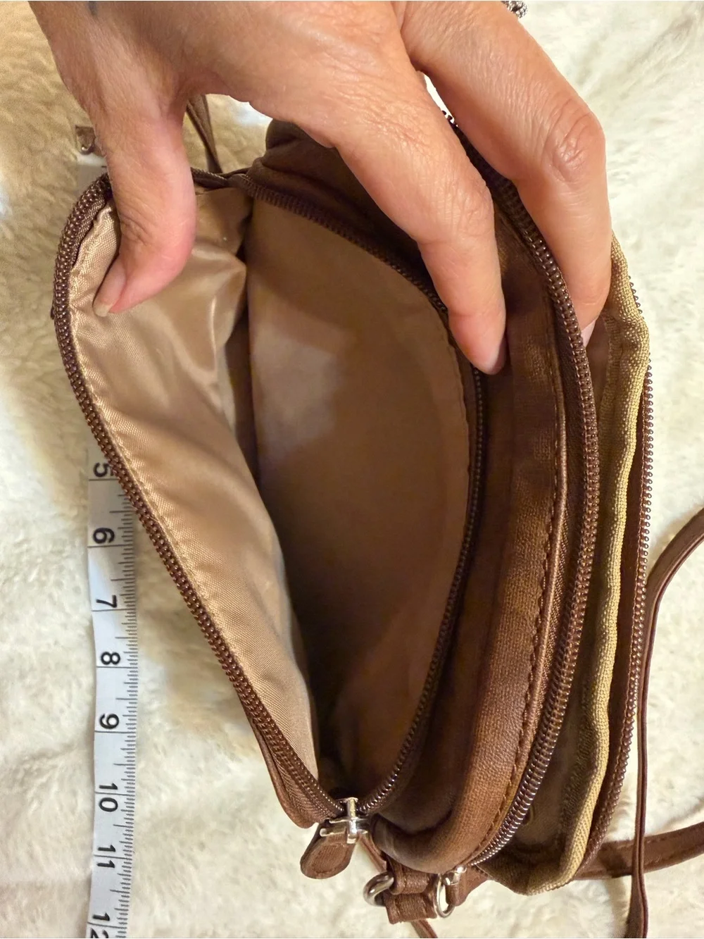 MultiSacs Brown Leatherette Crossbody Messenger Bag